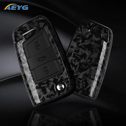 ABS Carbon Fiber Car Key Cover for VW, SEAT & Skoda – Fits Golf 7 MK7, Tiguan MK2, Ateca, Leon FR 2, Ibiza, Octavia