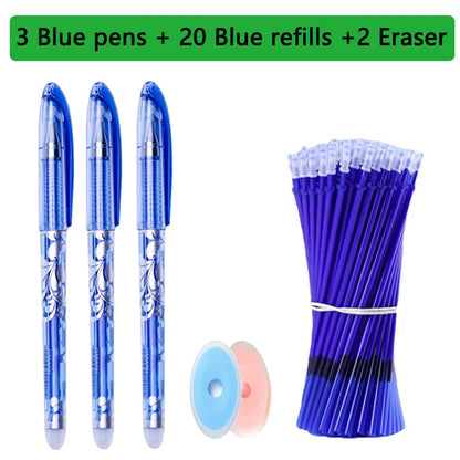 Kawaii Erasable Gel Pens 25-Piece Set - Cute School and Office Writing Pens for Notebooks and Stationery