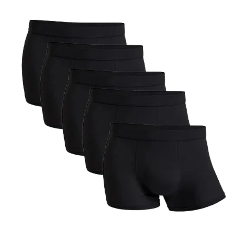 5-Pack Bamboo Men’s Boxers Underwear Plus Size XL–6XL, Breathable Gym Shorts Style Soft Black Underpants Gift Set
