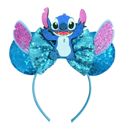 Mickey Mouse Ears Headband with Bow – Sequin Candy Cosplay Costume Party Accessory for Girls & Women, Christmas Gift