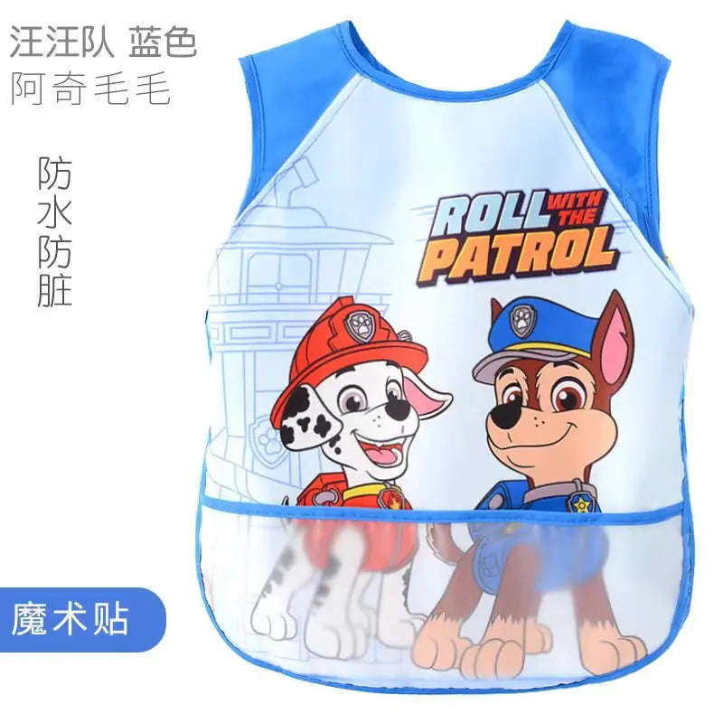 PAW Patrol Waterproof Baby Bib - Cartoon Sleeveless Pocket Apron for Self-Feeding & Mealtime