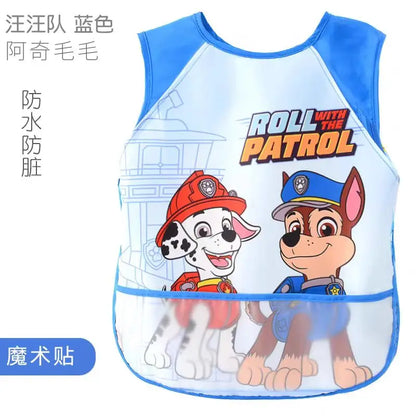 PAW Patrol Waterproof Baby Bib - Cartoon Sleeveless Pocket Apron for Self-Feeding & Mealtime