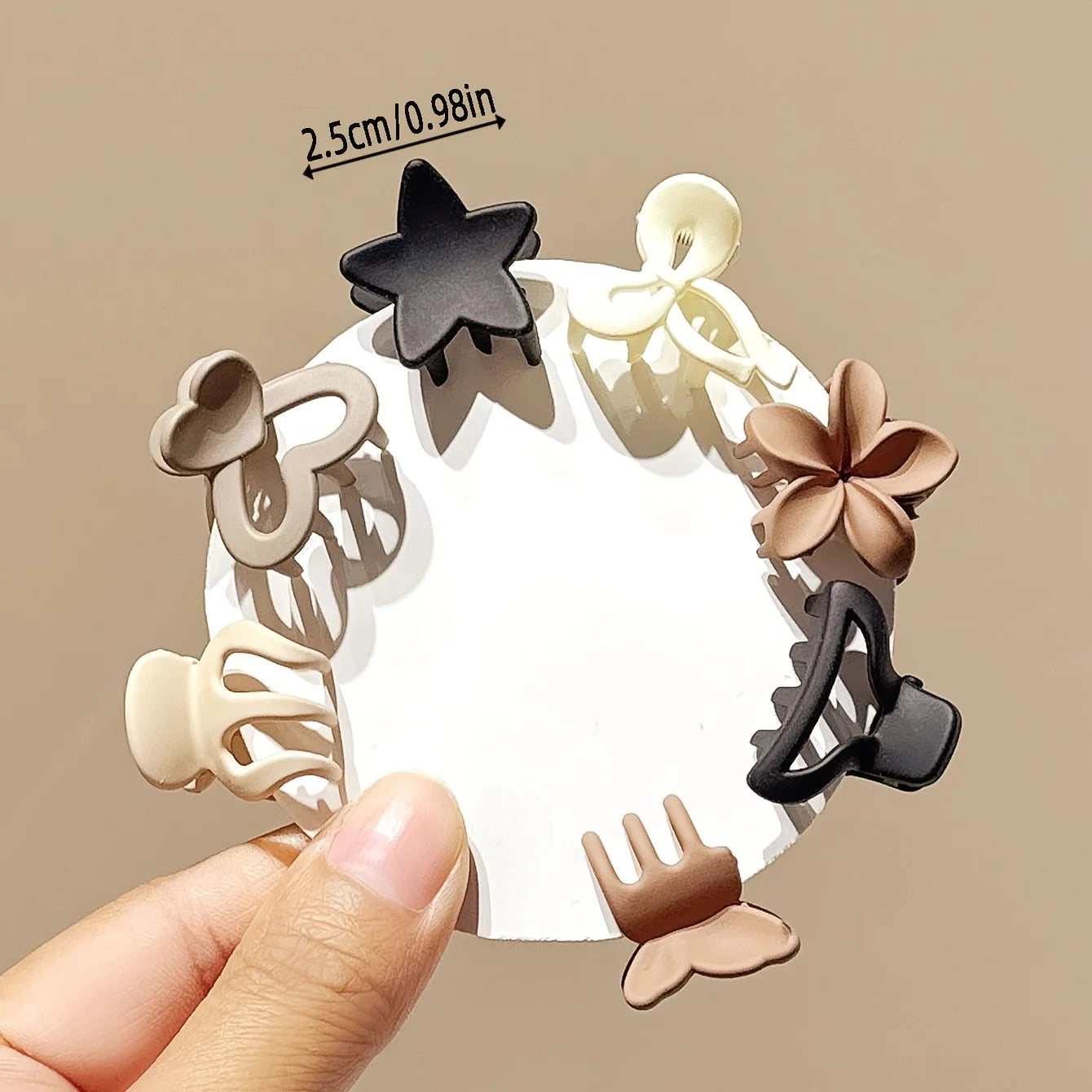 Beige Mini Hair Clips - Cute Mixed Pack for Girls, Daily Wear & Travel