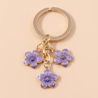 Sakura Flower Enamel Keychain - Colorful Cute Key Ring Handbag Accessory Gift for Women & Girls