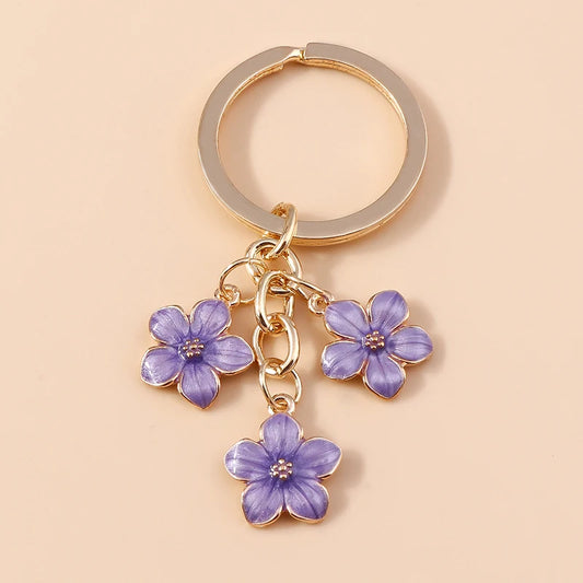 Sakura Flower Enamel Keychain - Colorful Cute Key Ring Handbag Accessory Gift for Women & Girls