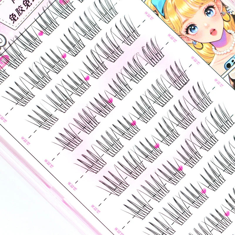 Large Capacity Girls’ Glue-Free False Eyelashes – Natural Wispy Reusable Bottom & Top Lashes, Easy Apply