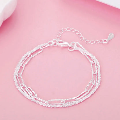 Hot Sale 925 Sterling Silver Solid Chain Bracelet — Charm Fashion Jewelry for Women & Men, Party, Wedding Gift