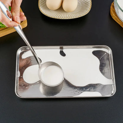 Stainless Steel Rectangle Serving Tray – Buffet Food Plate & Storage Organizer for Home, Rice, Noodles & Kitchen Use