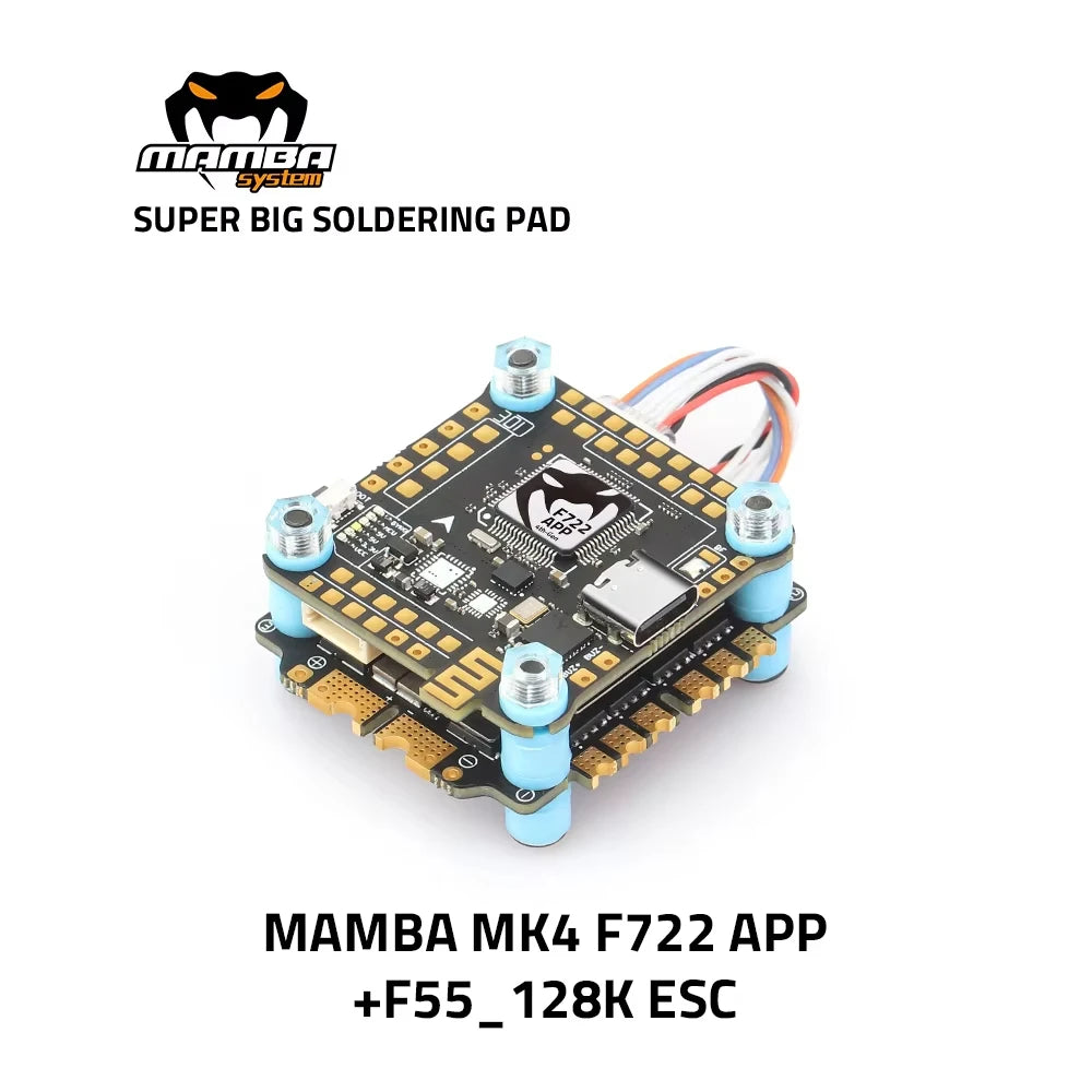 Diatone MAMBA F722 APP MK4 Flight Controller Stack — F7 4-in-1 BLHeli32 45A/55A/65A ESC 6S DShot1200 for FPV Drone
