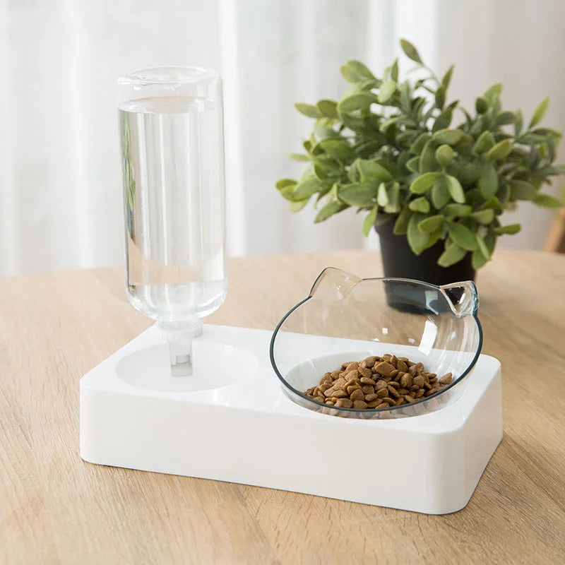 2 in 1 Pet Feeder – Automatic Water Dispenser with Removable Stainless Steel Bowls for Dogs and Cats