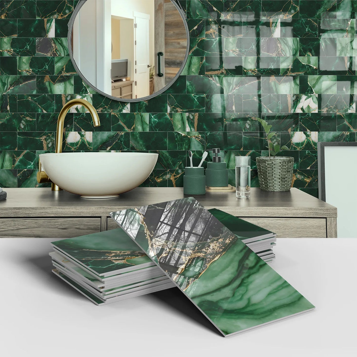 16PCS Marble Pattern Wall Stickers - Waterproof Oil-Proof PET Foam Kitchen Backsplash & Decorative Wallpaper Panels