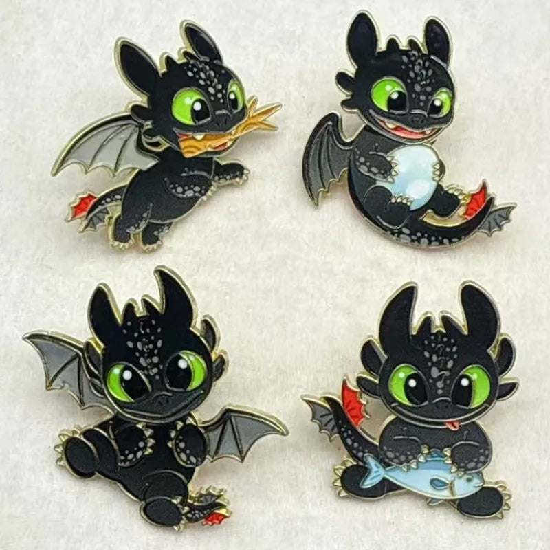 4-Piece Cute Cartoon Animal Enamel Pin Set - Funny Movie Lapel Brooches for Backpacks, Jackets, Clothing and Gifts