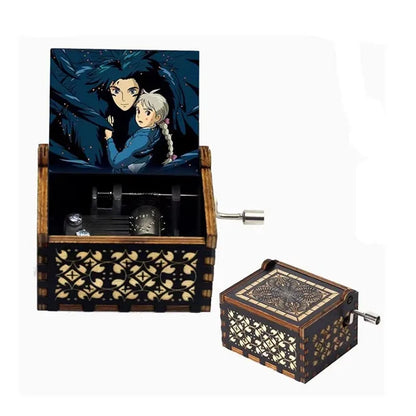 Howl's Castle Music Box - Anime Themed Hand Cranked Wooden Merry-Go-Round Life Song - Perfect Birthday & New Year Gift