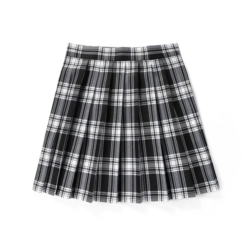 Women’s High Waist A-Line Skirt – Summer Harajuku Style Black Mini Pleated School Girl Uniform