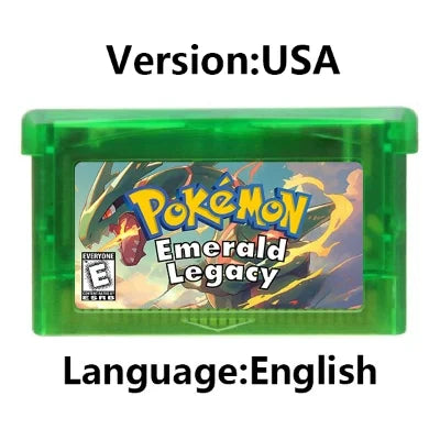 GBA Game Cartridge – 32-Bit Pokemon Series: Crown Clover, Unbound, Quetzal, Glazed, Gaia & Emerald Legacy