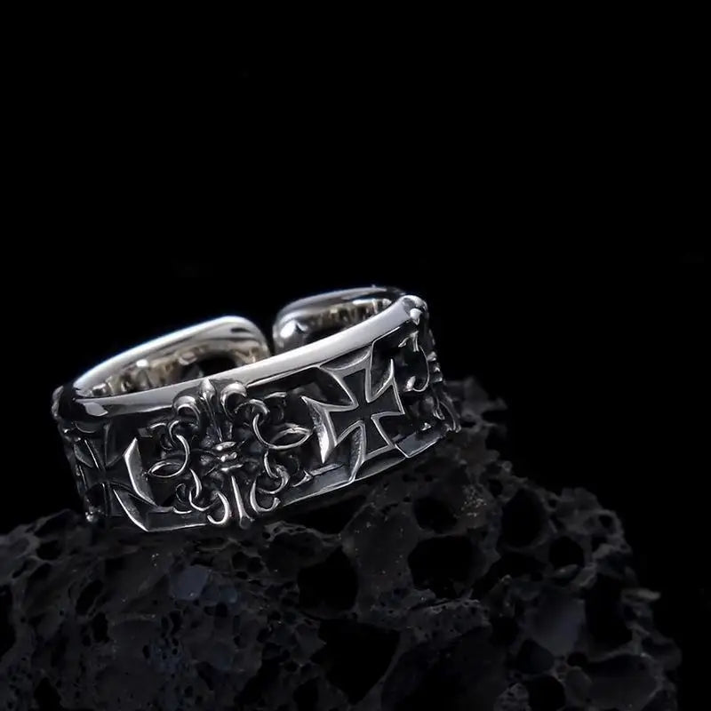 New Retro Cross Hip-Hop Punk Style Opening Ring for Men