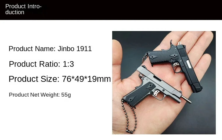 Mini 1:3 Metal Gun Model Keychain – 1911 Toy Pistol, Simulation Game Model for Children, Collectible Gift