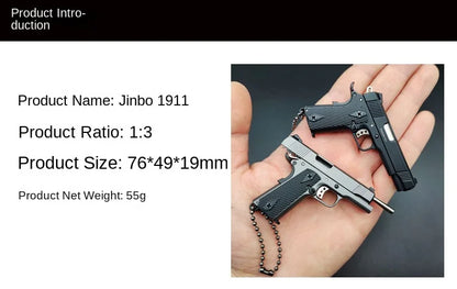 Mini 1:3 Metal Gun Model Keychain – 1911 Toy Pistol, Simulation Game Model for Children, Collectible Gift