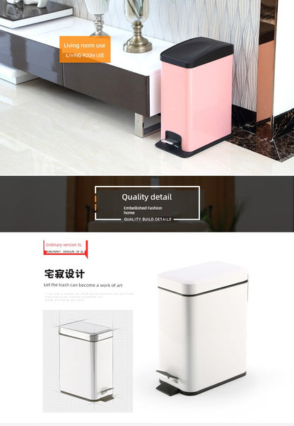 Stainless Steel Pedal Trash Can – Large Home & Living Room Trash Bin with Lid, Nordic Style Bathroom Waste Bin