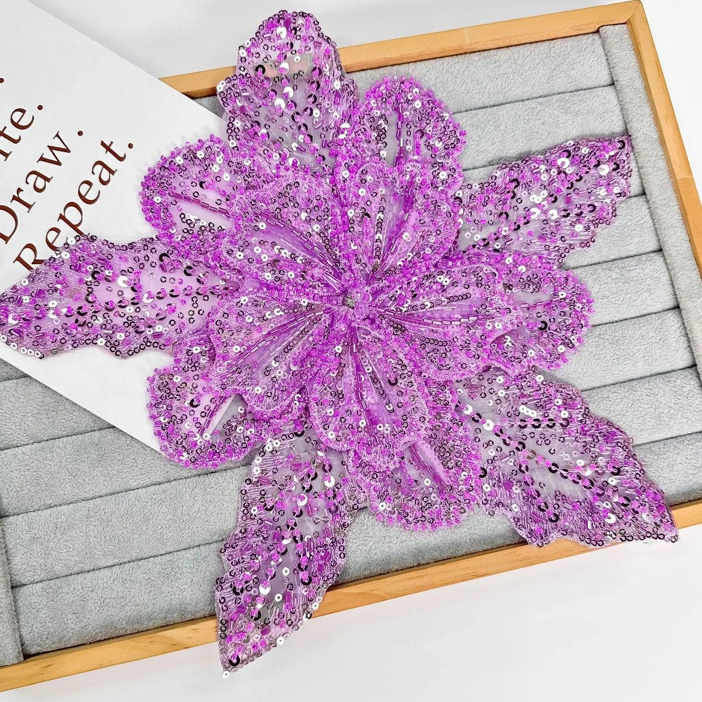 White Multi-Layer Lace Sequin 3D Flower Patch – DIY Clothing Decorative Applique