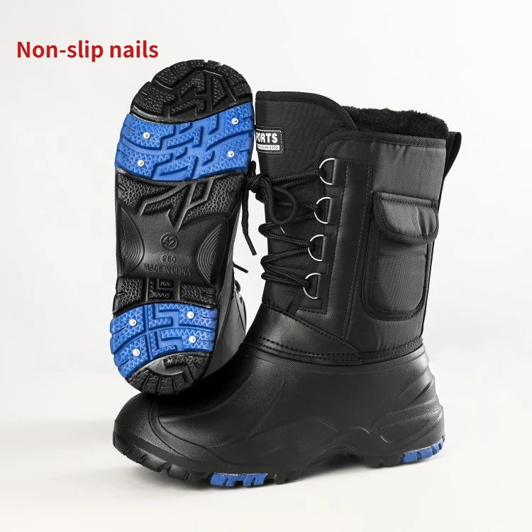 Men’s Waterproof Non-Slip Rain Boots — Cotton Mountaineering & Fishing Work Shoes for Spring Farm Use