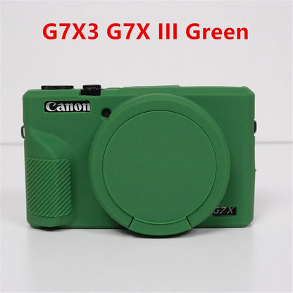 Canon G7X Mark II Silicone Camera Case - Soft Rubber Protective Skin Cover with Lens Protector for G7XII G7X2 G7X3 G7XIII