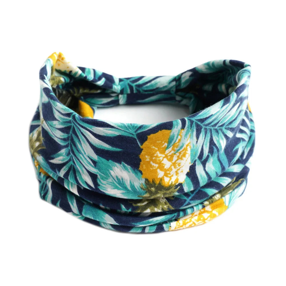 Bohemian Wide Cotton Stretch Headband for Women – Turban Headwrap, Bandage Hairband, Bandana Hair Accessories