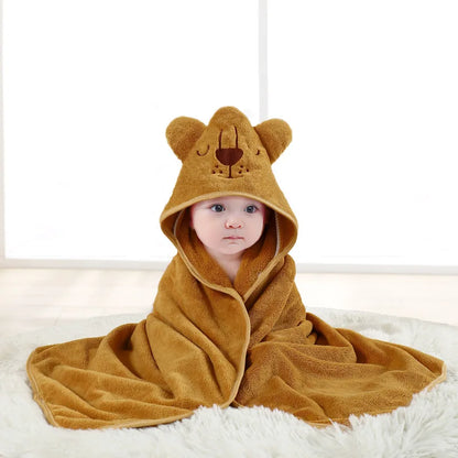 Animal Baby Bathrobe – Soft, Quick-Absorbent Hooded Coral Velvet Sleeping & Cuddle Robe for All Occasions