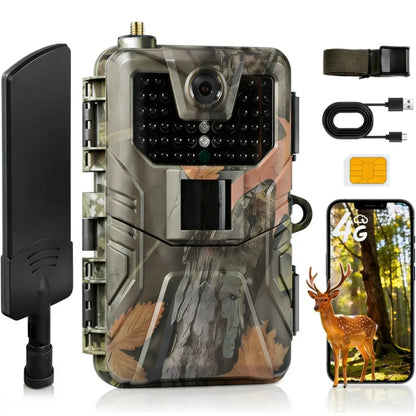 4G 120MP 4K Trail Camera HC900PRO – Wildlife Hunting Camera with Live APP Monitoring, Free Cloud Storage, Night Vision & Motion Detection Photo Trap System