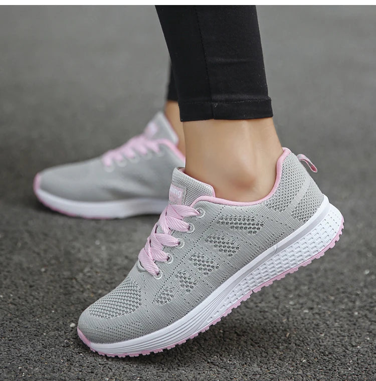 Women's Lightweight Lace-Up Flats – Fashionable Round Toe Nurse Sneakers, Comfortable Walking Shoes, Plus Size Available
