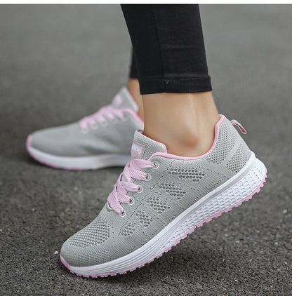Women's Lightweight Lace-Up Flats – Fashionable Round Toe Nurse Sneakers, Comfortable Walking Shoes, Plus Size Available