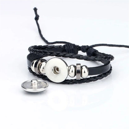 Men’s Zodiac Sign Leather Bracelet | 12 Constellation Black Braided Wrap | Punk Style Multilayer Bracelet for Birthday Gifts