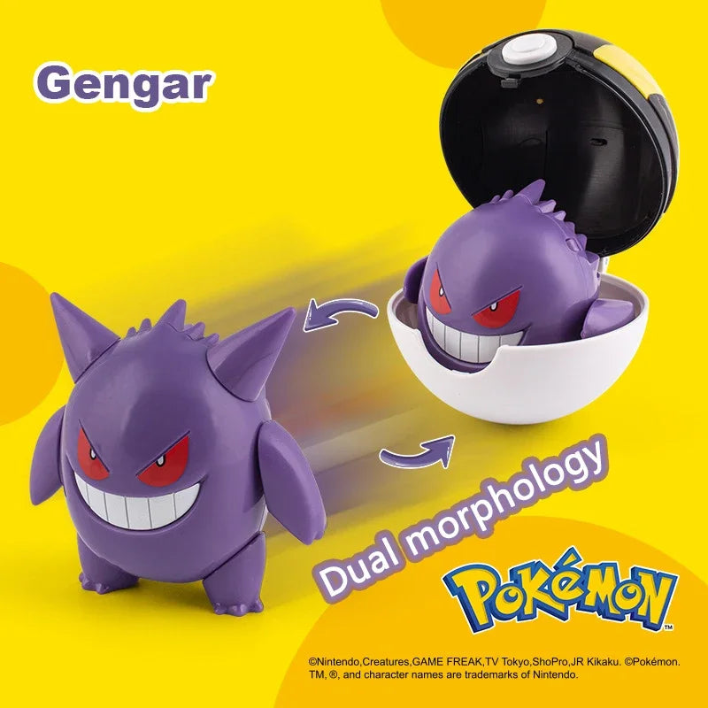New Pokémon Action Figures – Pikachu, Charizard & Greninja Pocket Monster Poké Ball Deformation Toys for Kids Birthday Gifts