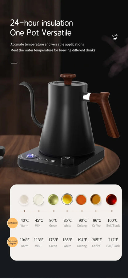 1200W Intelligent Electric Kettle - Gooseneck Hand Brewed Coffee Pot for Milk Powder & Precision Brewing