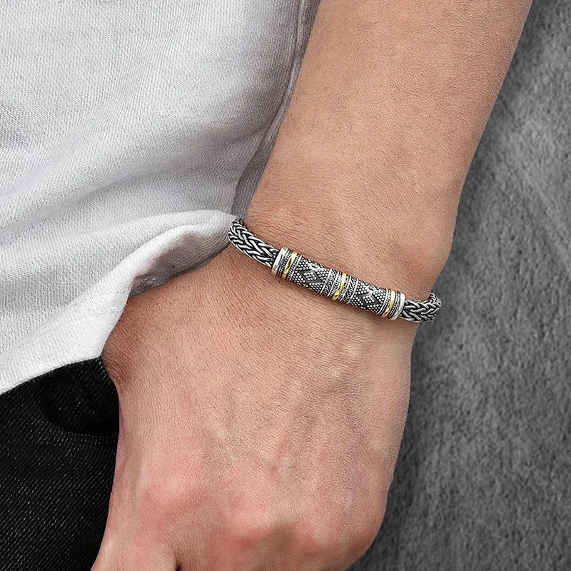 Braided Keel Chain Bracelet - Vintage Hip Hop Link Jewelry Gift for Men & Boyfriends