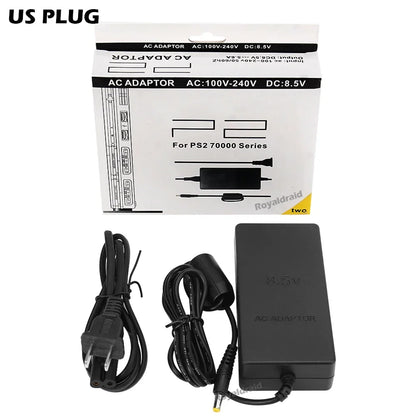 New Power Supply for PS2 Slim – Replacement AC Adapter Charger, 100-240V, DC 8.5V for 70000 Console (EU/US Plug)