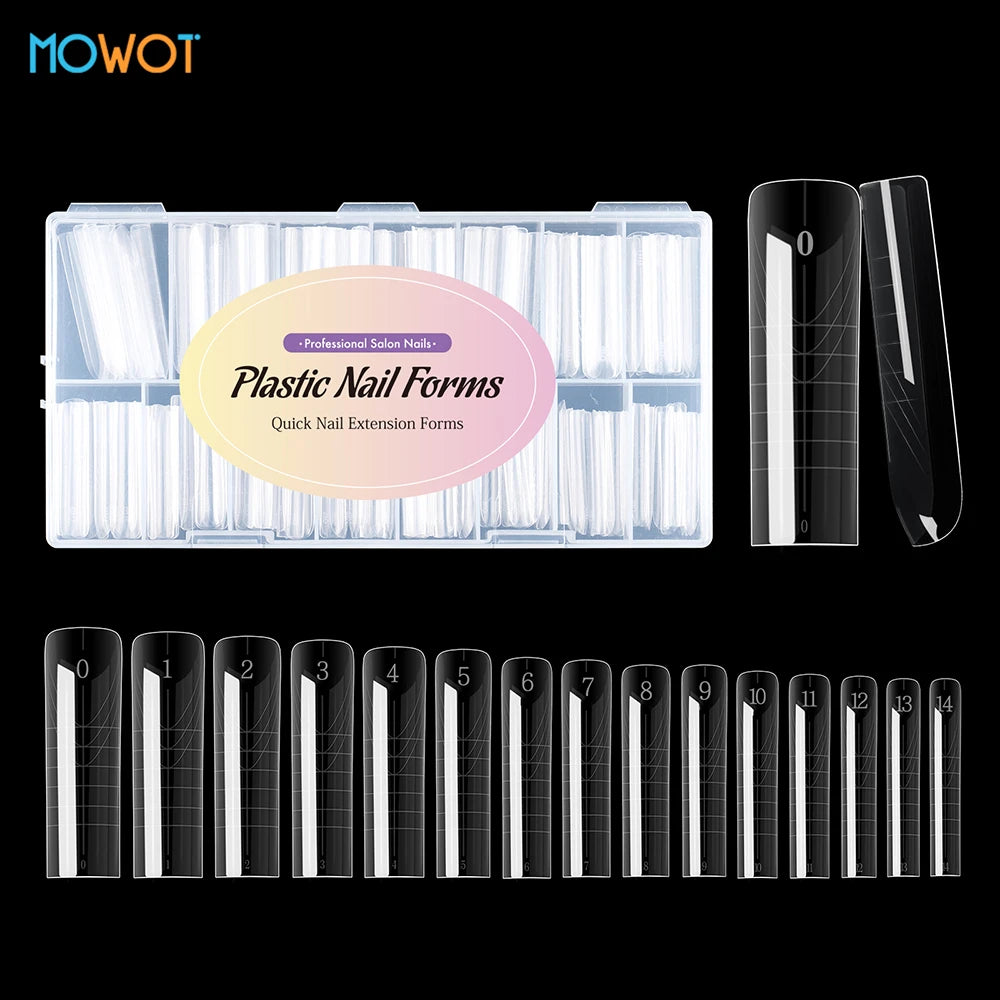 Square Nail Extension Forms - MOWOT Dual Nail Tips Quick Building Gel Molds for Acrylic Full Cover Nails
