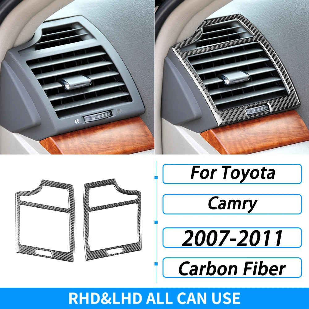 Toyota Camry 2007–2011 Carbon Fiber Interior Trim Set - Center Console, Gear Shift & Air Vent Decorative Covers