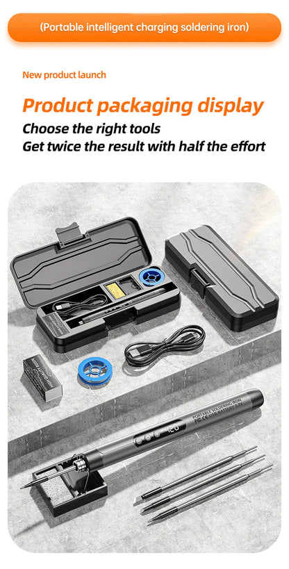 USB Type-C Mini Soldering Iron Set – 5V 8W Electric Soldering Tool with Digital Display & Adjustable Temperature
