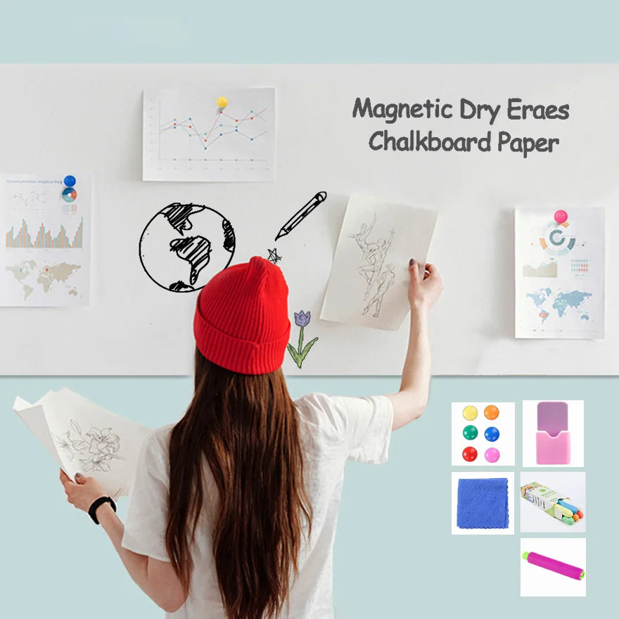 Magnetic Dry Erase Chalkboard Contact Paper – Soft Whiteboard Wall Sticker for Home Office & Teaching