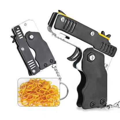 Mini Metal Gun Keychain – Folding Pistol Toy for Kids, Car Styling & Outdoor Gift
