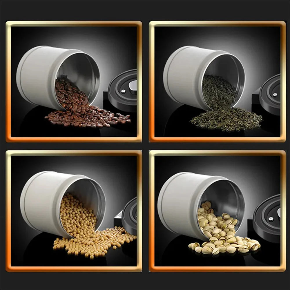 Stainless Steel Coffee Bean Vacuum Sealed Canister — Airtight Storage Tank for Grains, Tea, Nuts & Kitchen Organization
