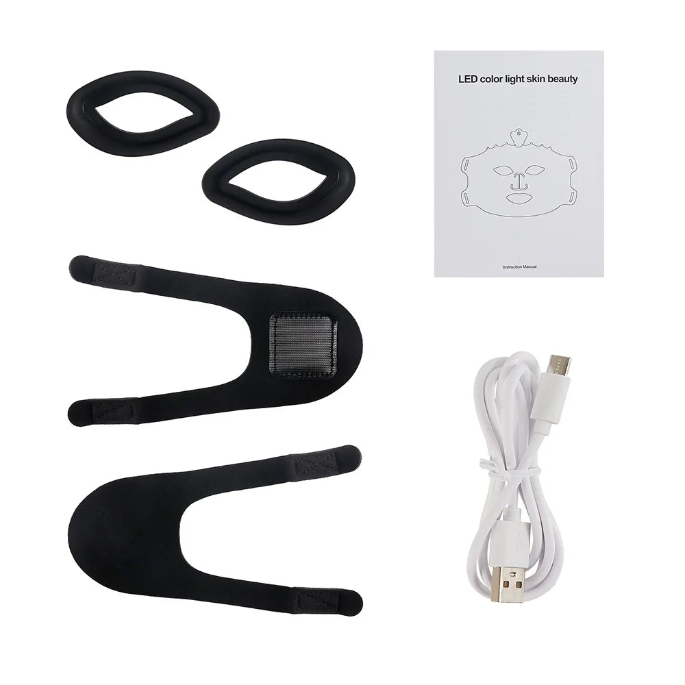 7-Color Photon Silicone LED Face Mask — 3D Facial Beauty Device with Red Light Therapy for Skin Repair & Brightening, Wireless Use