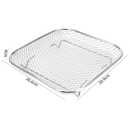 Stackable Air Fryer Rack - Stainless Steel Grill Basket & Non-Stick Cooking Tray for Kitchen Use