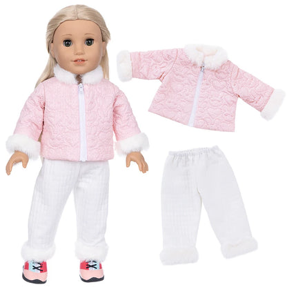 18-Inch Girl Doll Clothes – Pink Coat & Office Dress Outfit, Baby Girl Doll Gift Toy