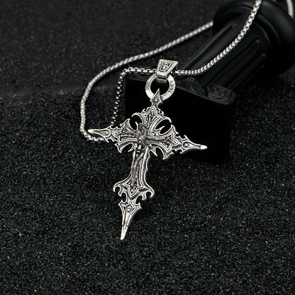Retro Gothic Skull Cross Necklace - Personalized Halloween Pendant Jewelry for Men and Women