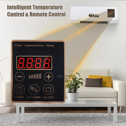 2-in-1 Wall-Mounted Heater & Fan – 1800W Electric Space Heater with Cooling Fan and Remote for Home & Dorm