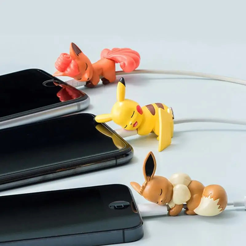 Anime USB Cable Bite Protective Case – Pikachu, Eevee, Jigglypuff Cute Cartoon Figure Charger Cable Cover Gift