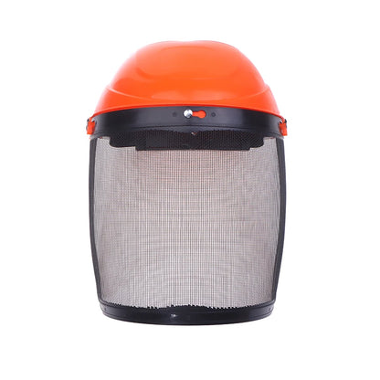 Stainless Steel Garden Grass Trimmer Safety Helmet Hat with Full Face Mesh Protective Mask for Brush Cutter Forestry Protection - 1PC