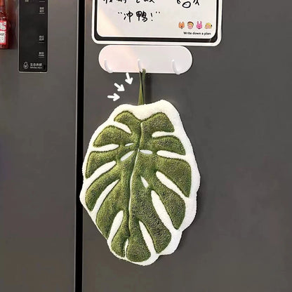 Leaf Hand Towel - Soft Absorbent Kitchen and Bathroom Hanging Towel for Home Use